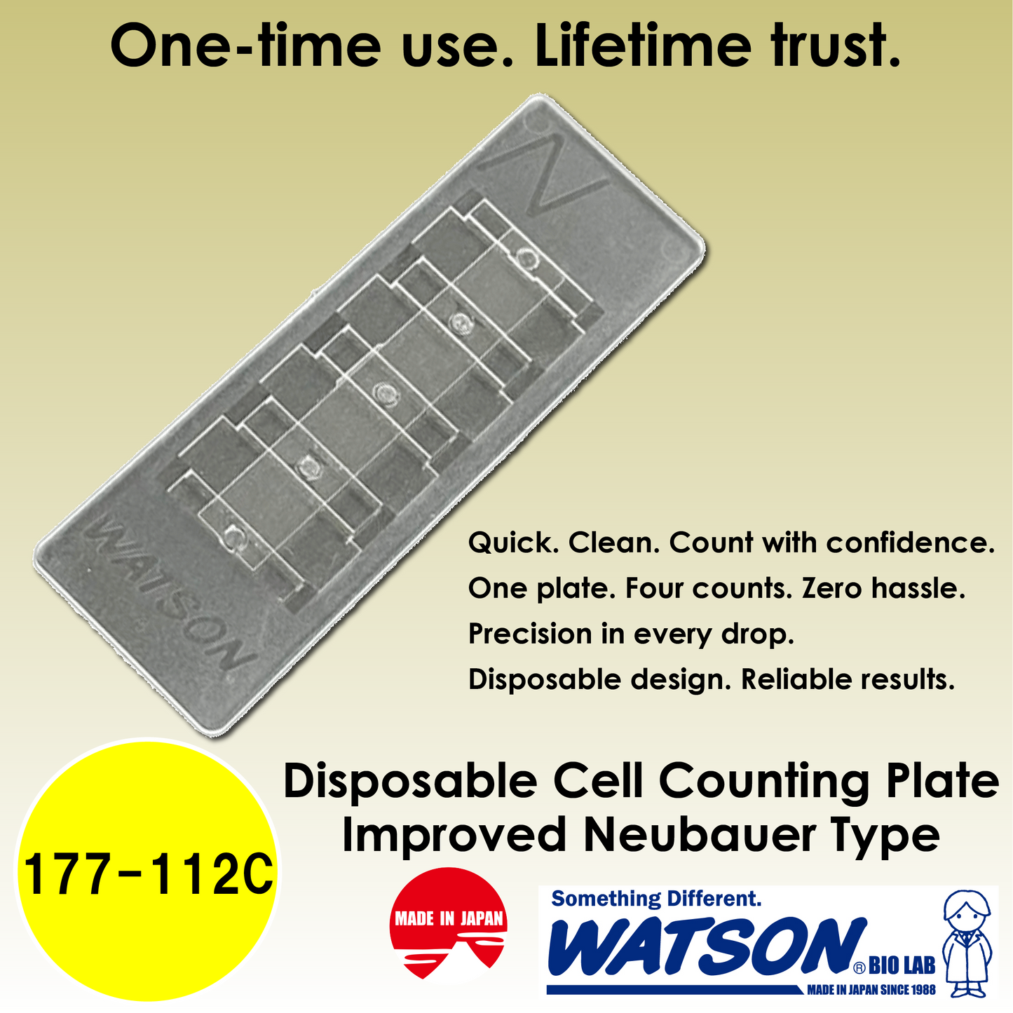 Disposable Hemacytometer "Cell counting plate", Improved Neubauer Type "177-112C" (10 plates)