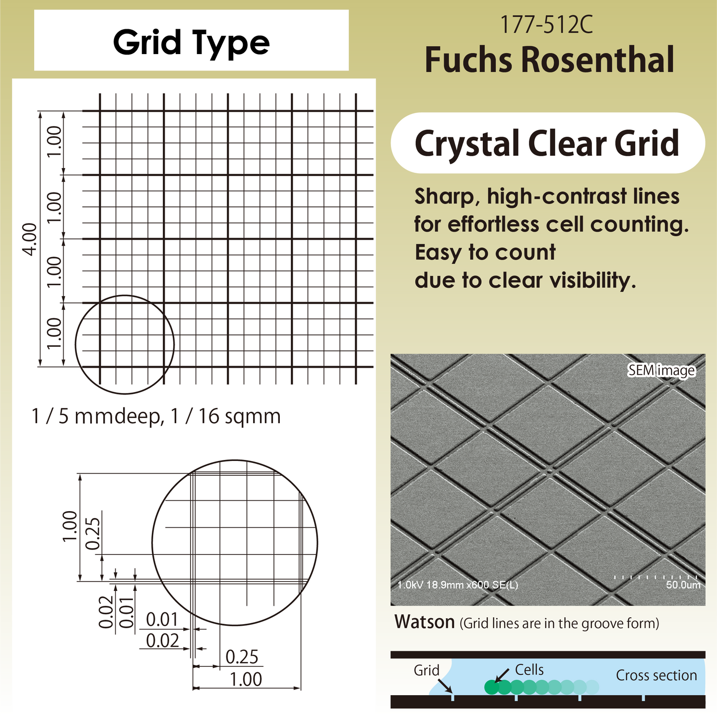 Disposable Hemacytometer "Cell counting plate", Fuchs Rosenthal Type "177-512C" (10 plates)