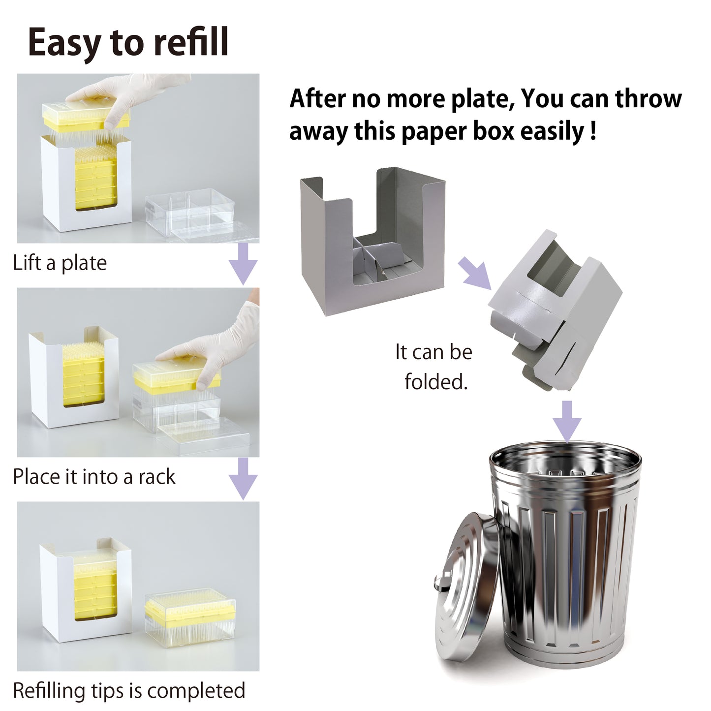 1000 µL, Long Tip, Graduated, "ECO PACK" Refill Stack, Sterilized "123R-757CS" - (96 tips x 5 plates)