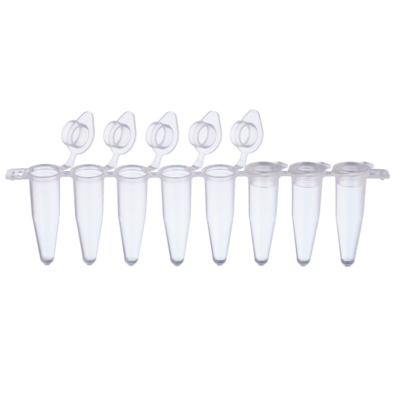 0.2 mL, 8-strip PCR Tube with attached individual Flat Cap, Natural "137-231C" (120 strips)