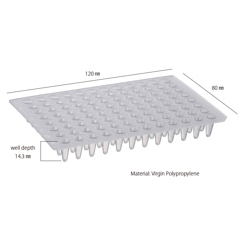 0.1 mL, 96 well PCR Plate, Non Skirted, Natural "137-674C" (10 plates)