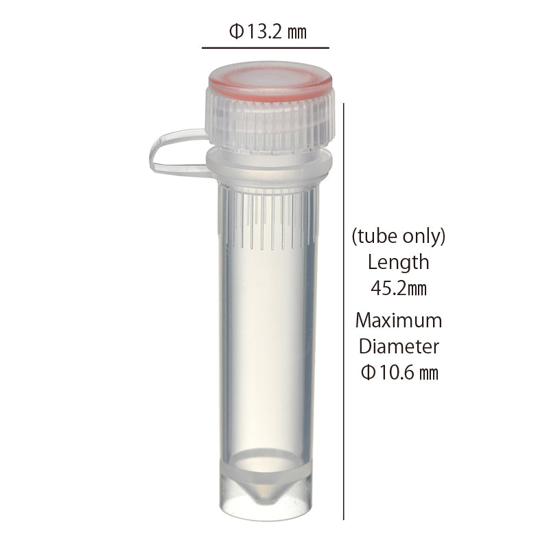 2.0 mL, Screwcap Tube, Self-standing, attached O-ring Loop Cap "1392-200-SS-LP-C" (500 tubes)