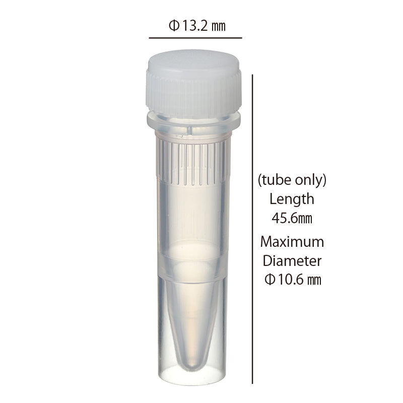 1.5 mL, O-ring less Screwcap Tube, Self-standing, attached Natural Cap, Sterilized "1394-150-SS-CS" (20 tubes x 25 bags)