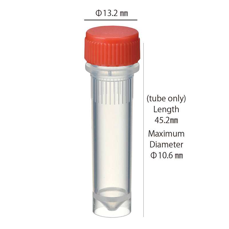 2.0 mL, O-ring less Screwcap Tube, Self-standing, attached Red Cap, Sterilized "1394-200-SS-RS" (20 tubes x 25 bags)