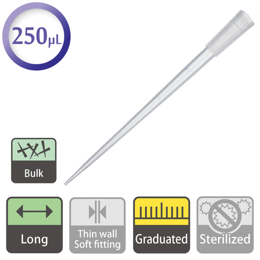 250 µL, Long Tip, Graduated "110-801C" (1000 tips)