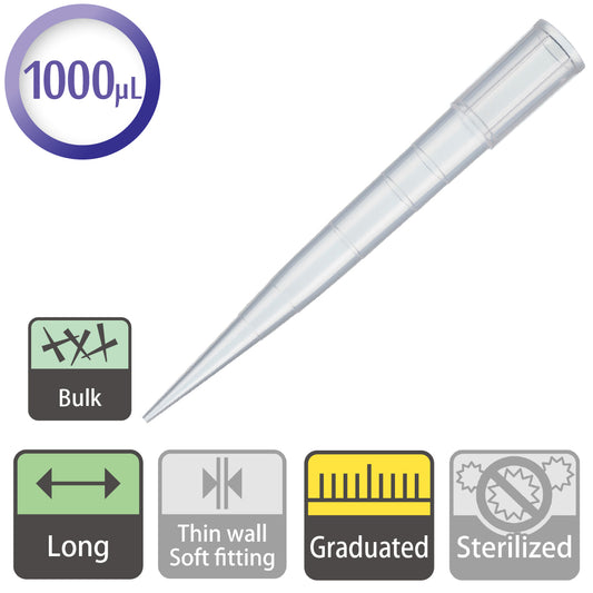 1000 µL, Long Tip, Graduated "110-804C" (1000 tips)