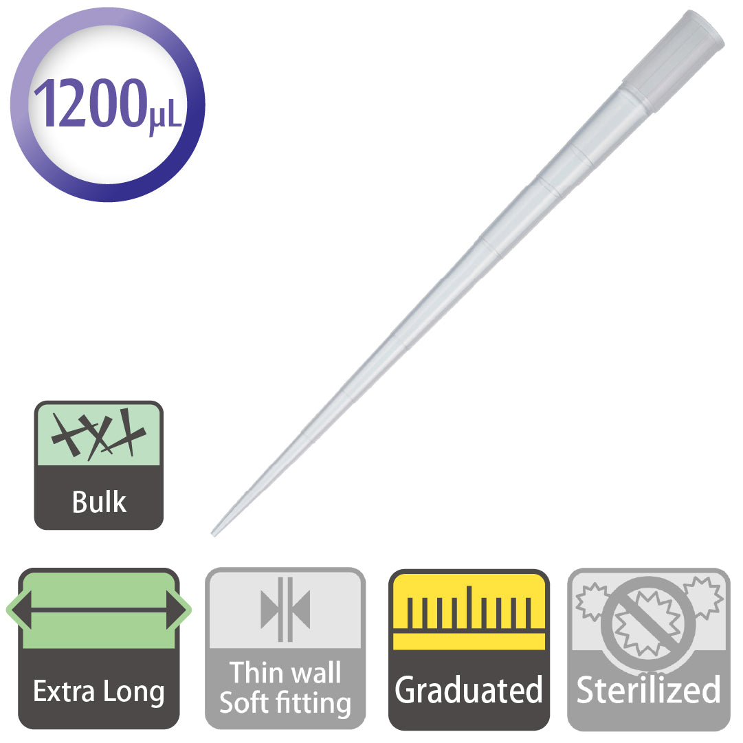 1200 µL, Extra Long Tip, Graduated "110-805C" (1000 tips)