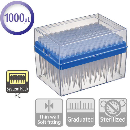 1000 µL, Standard Tip, System Rack (PC) "120-502C" (96 tips x 10 racks)