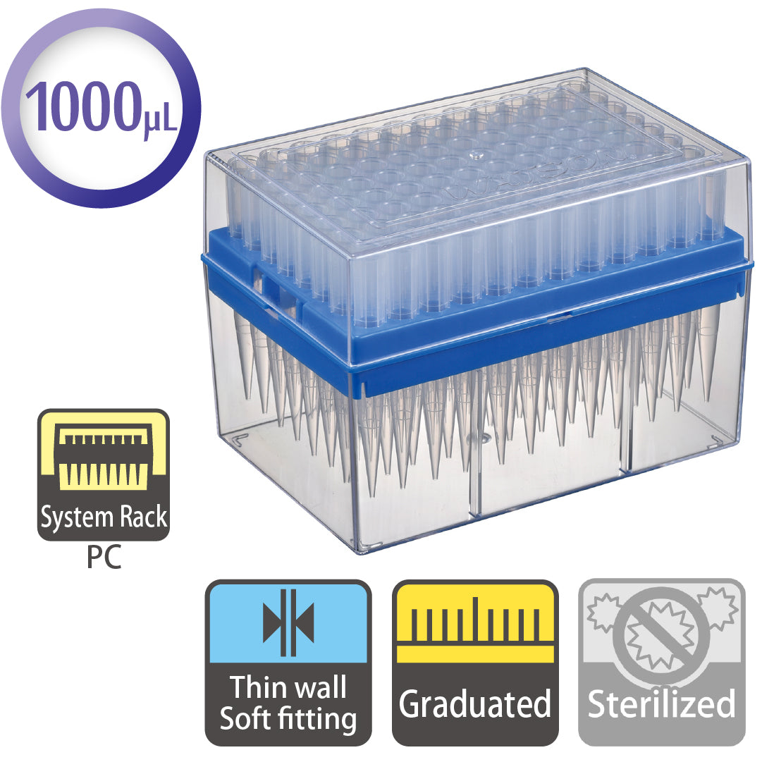 1000 µL, Standard Tip, Graduated, System Rack (PC) "120-706C" (96 tips x 10 racks)