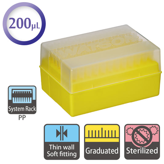 200 µL, Standard Tip, Graduated, System Rack (PP), Sterilized "1201-705CS" (96 tips x 10 racks)