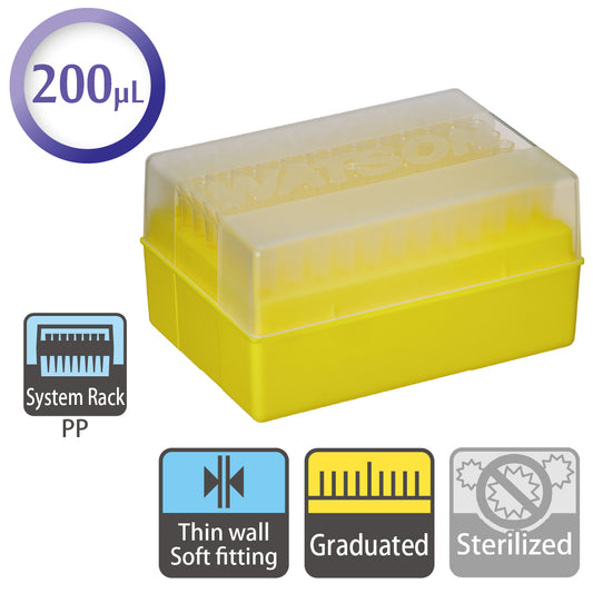 200 µL, Standard Tip, Graduated, System Rack (PP) "1201-705C" (96 tips x 10 racks)
