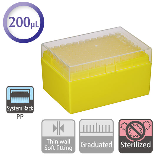 200 µL, Standard Tip, System Rack (PP), Sterilized "120P-503CS" (96 tips x 10 racks)