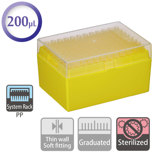 200 µL, Standard Tip, System Rack (PP), Sterilized "120P-703CS" (96 tips x 10 racks)