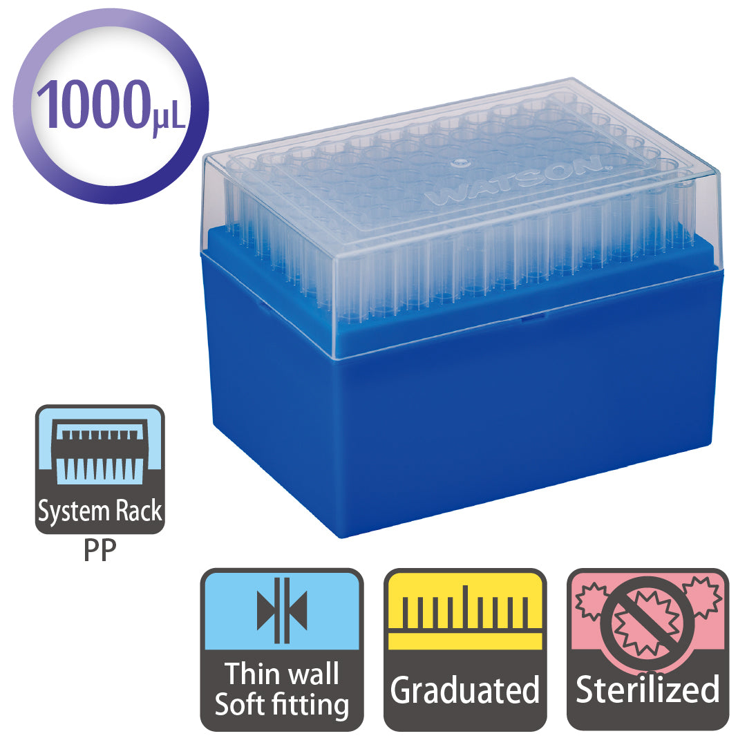 1000 µL, Standard Tip, Graduated, System Rack (PP), Sterilized "120P-706CS" (96 tips x 10 racks)
