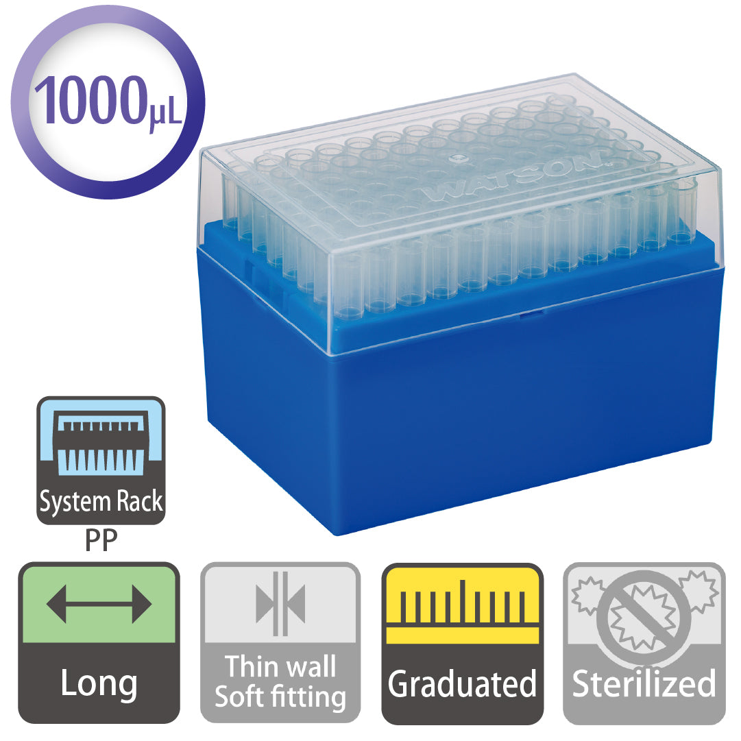 1000 µL, Long Tip, Graduated, System Rack (PP) "120P-804C" (96 tips x 10 racks)