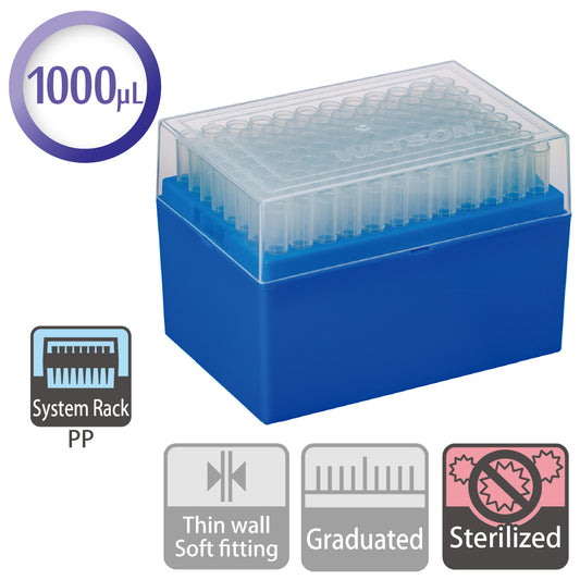 1000 µL, Large-bore Tip, System Rack (PP) "120P-844CS" (96 tips x 10 racks)