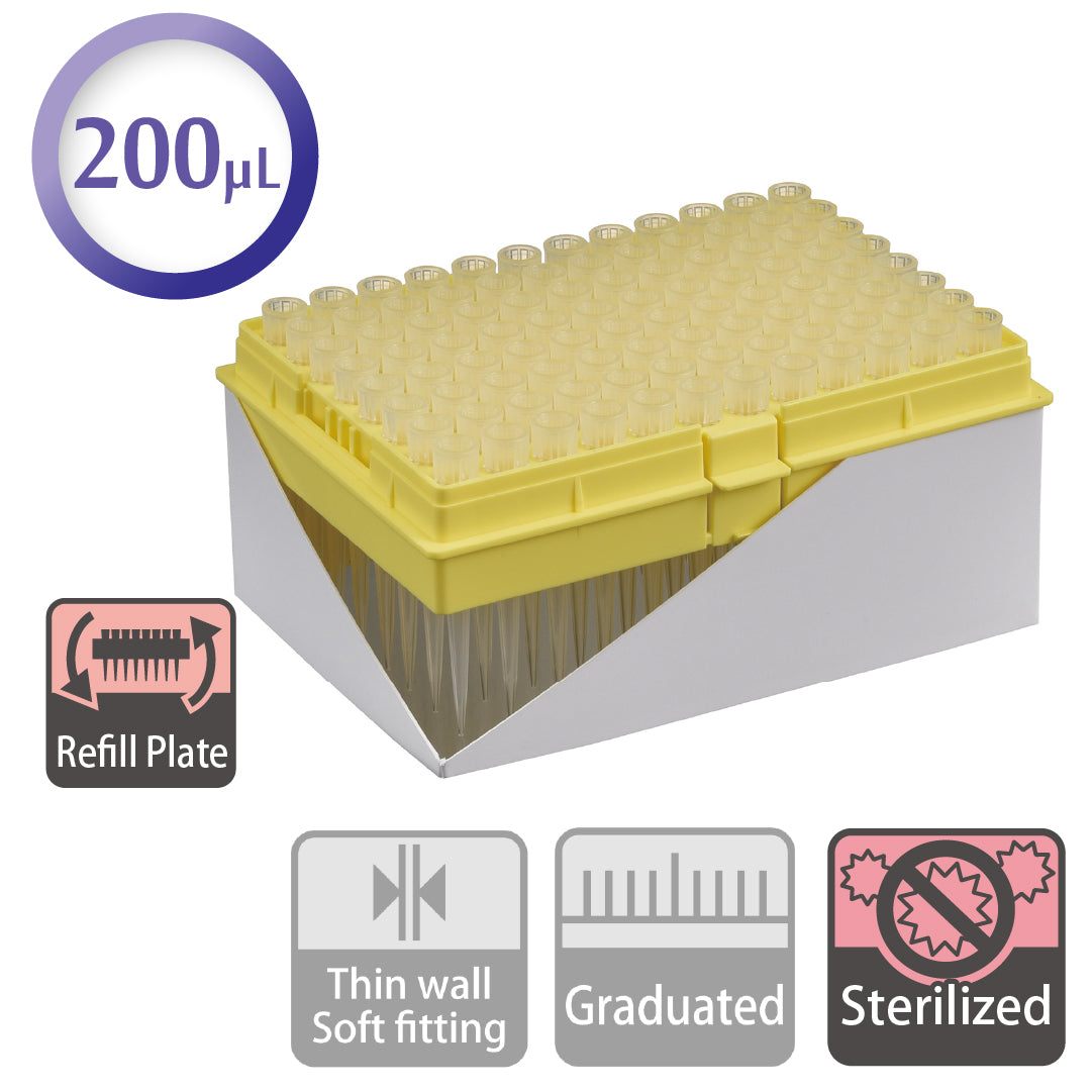 200 µL, Standard Tip, Refill Plate, Sterilized "122-503CS" (96 tips x 10 plates)