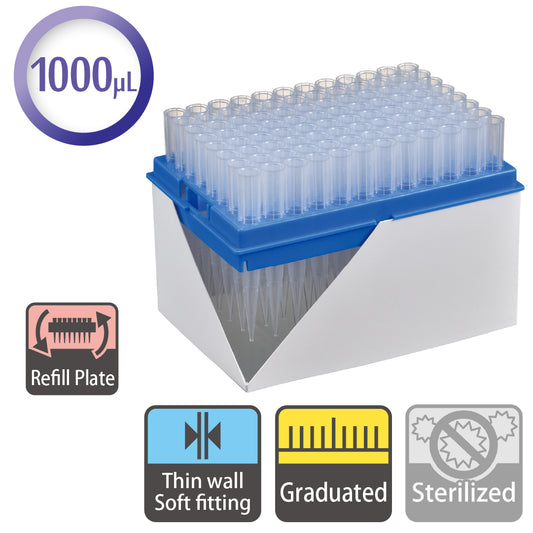 1000 µL, Standard Tip, Graduated, Refill Plate "122-706C" (96 tips x 10 plates)