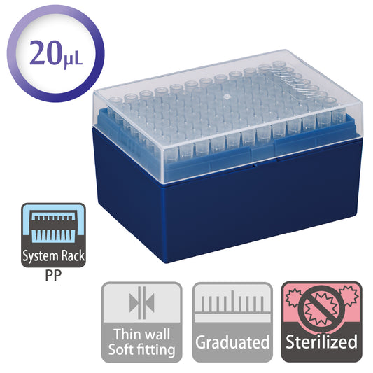 20 µL, Filter Tip, System Rack (PP), Sterilized "124P-20S" (96 tips x 10 racks)