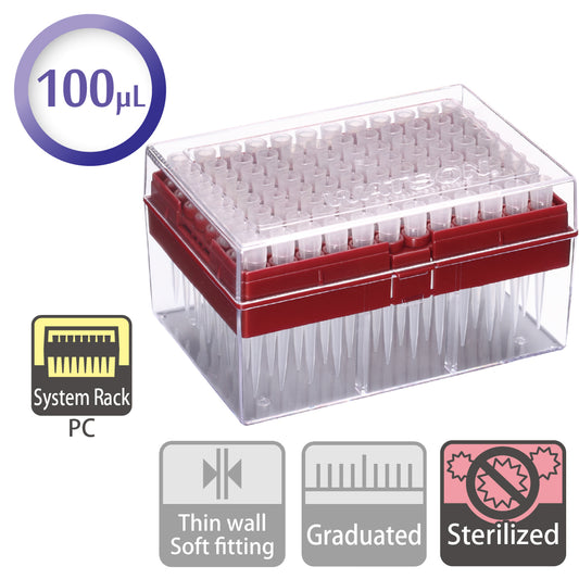 100 µL, Hyper Filter Tip, System Rack (PC), Sterilized "125-100S" (96 tips x 10 Racks)
