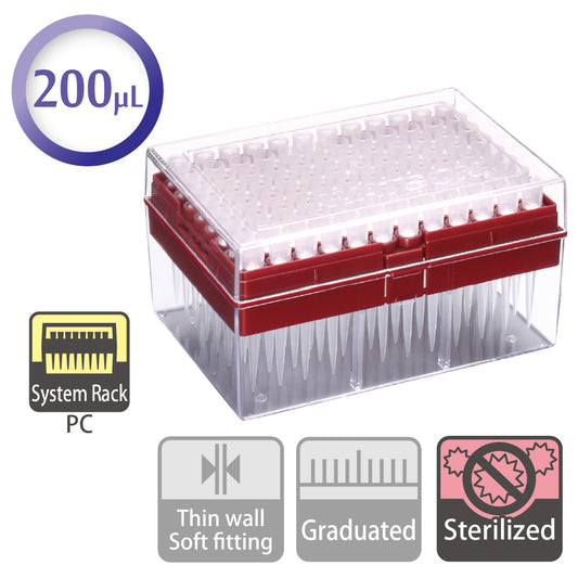 200 µL, Hyper Filter Tip, System Rack (PC), Sterilized "125-200S" (96 tips x 10 Racks)