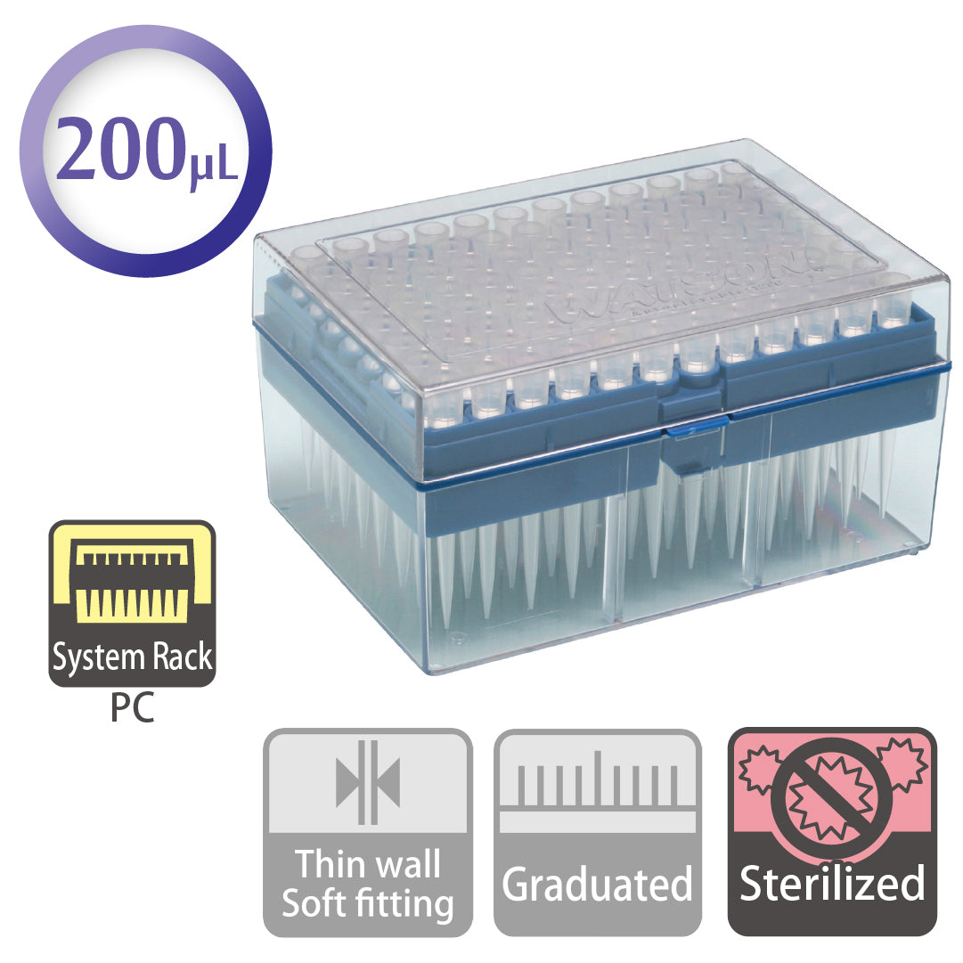 200 µL, Filter Tip, System Rack (PC), Sterilized "1252-703CS" (96 tips x 10 racks)
