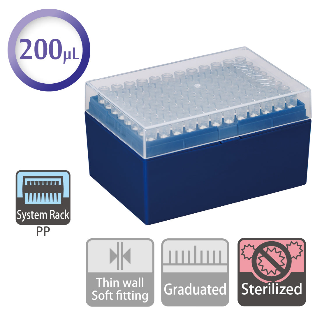 200 µL, Filter Tip, System Rack (PP), Sterilized "1252P-703CS" (96 tips x 10 racks)
