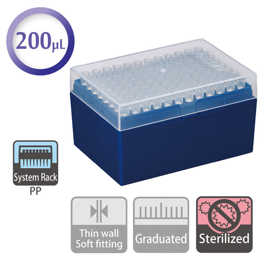 200 µL, Filter Tip, System Rack (PP), Sterilized "1252P-703CS" (96 tips x 10 racks)
