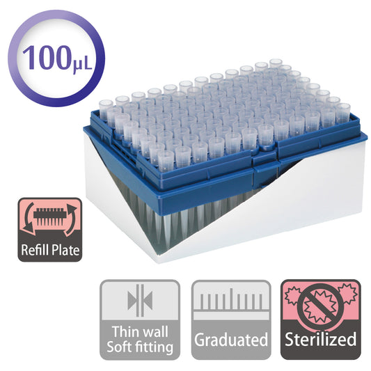 100 µL, Filter Tip, Refill Plate, Sterilized "126-100S" (96 tips x 10 racks)