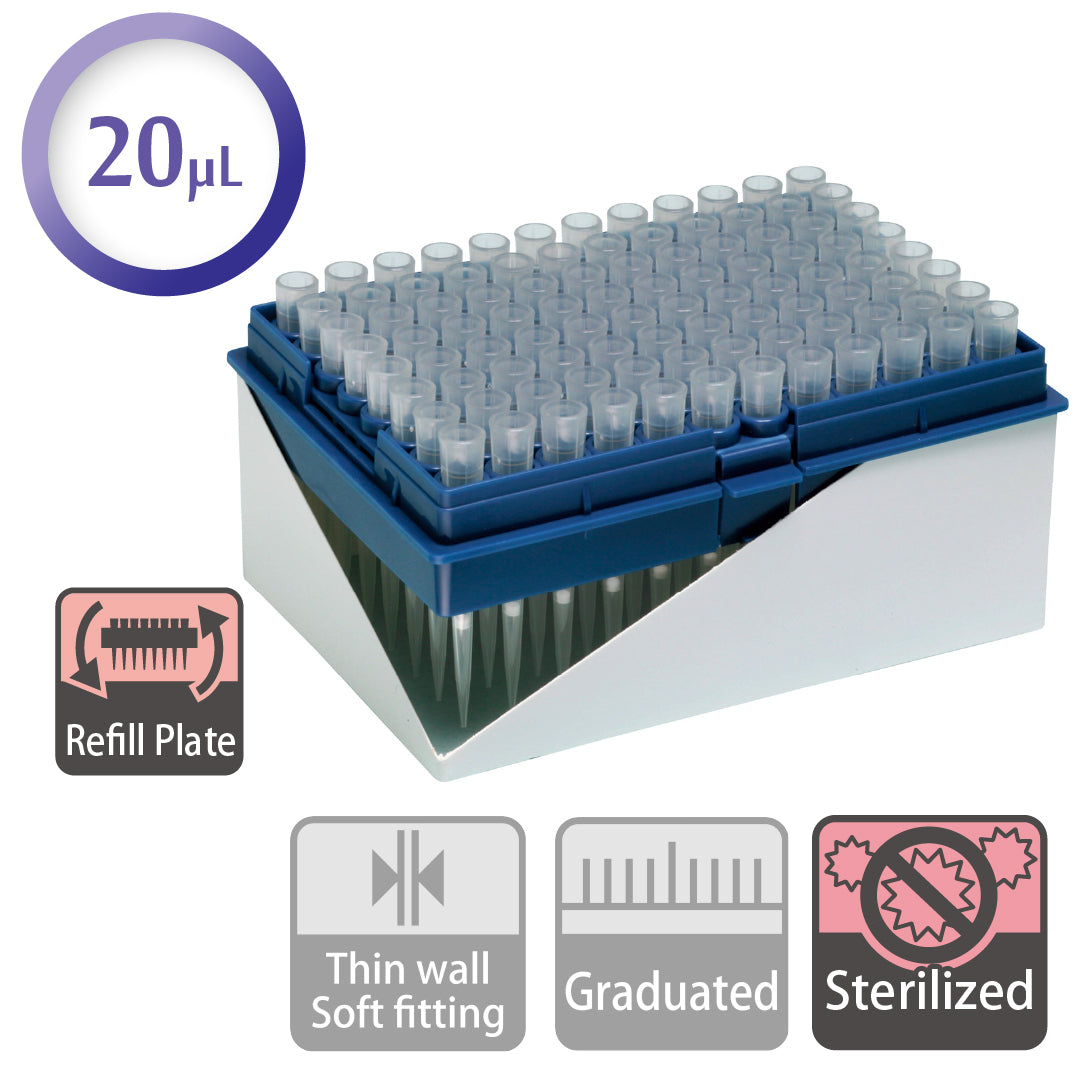 20 µL, Filter Tip, Refill Plate, Sterilized "126-20S" (96 tips x 10 racks)