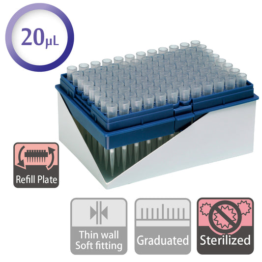 20 µL, Filter Tip, Refill Plate, Sterilized "126-20S" (96 tips x 10 racks)