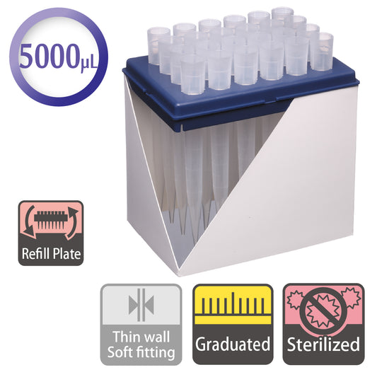 5 mL, Filter Tip, Graduated, Refill Plate, Sterilized "126-5000S" (24 tips x 1plates)