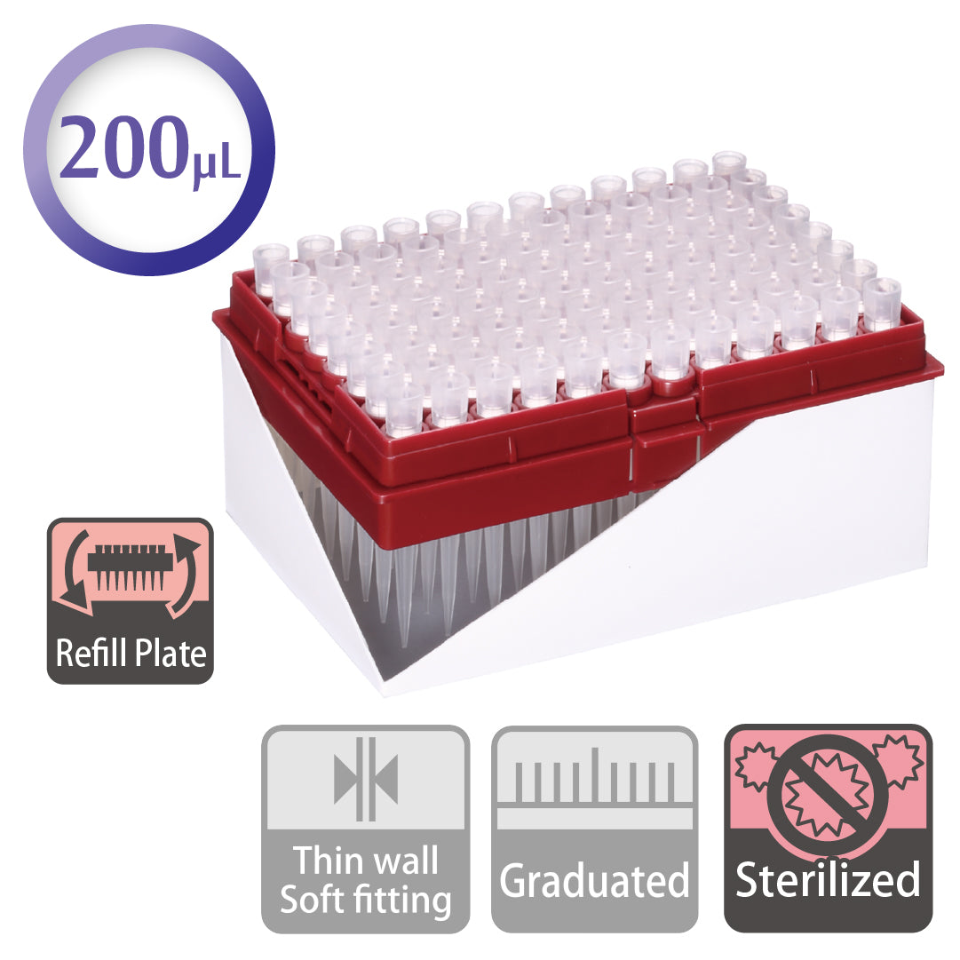 200 µL, Hyper Filter Tip, Refill Plate, Sterilized "127-200S" - (96 tips x 10 plates)