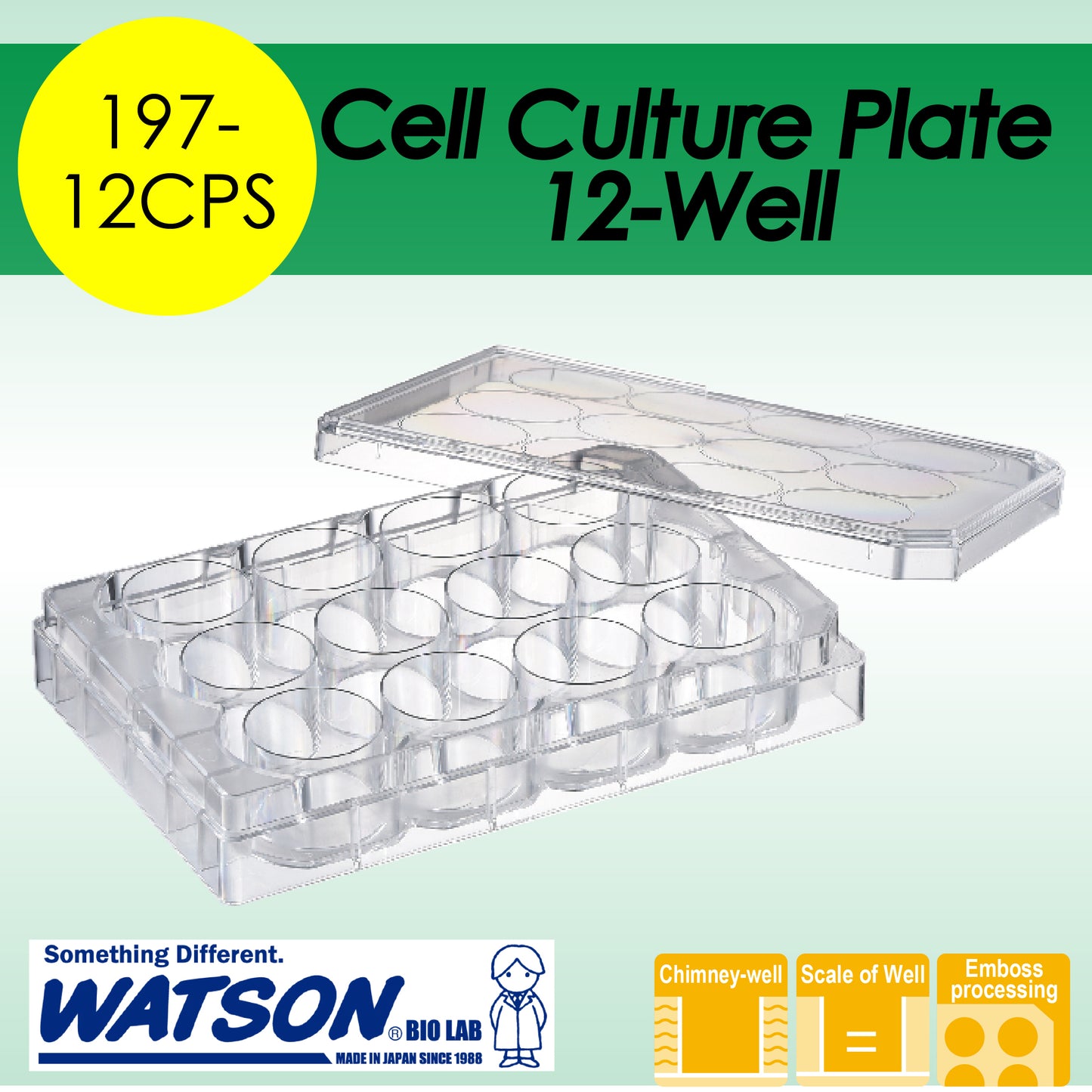 Cell Culture Plate 12-well, Adherent Cell, Sterilzed "197-12CPS" (50 pieces)