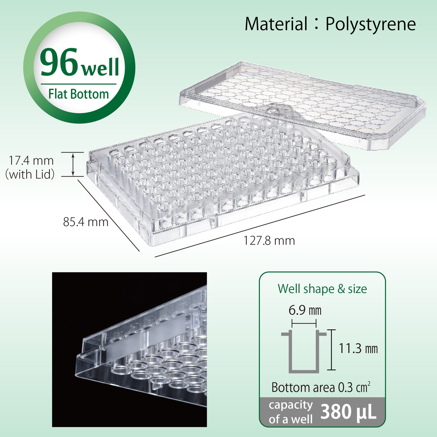 Cell Culture Plate 96-well Flat Bottom, Adherent Cell, Sterilized "197-96CPS" (50 pieces)