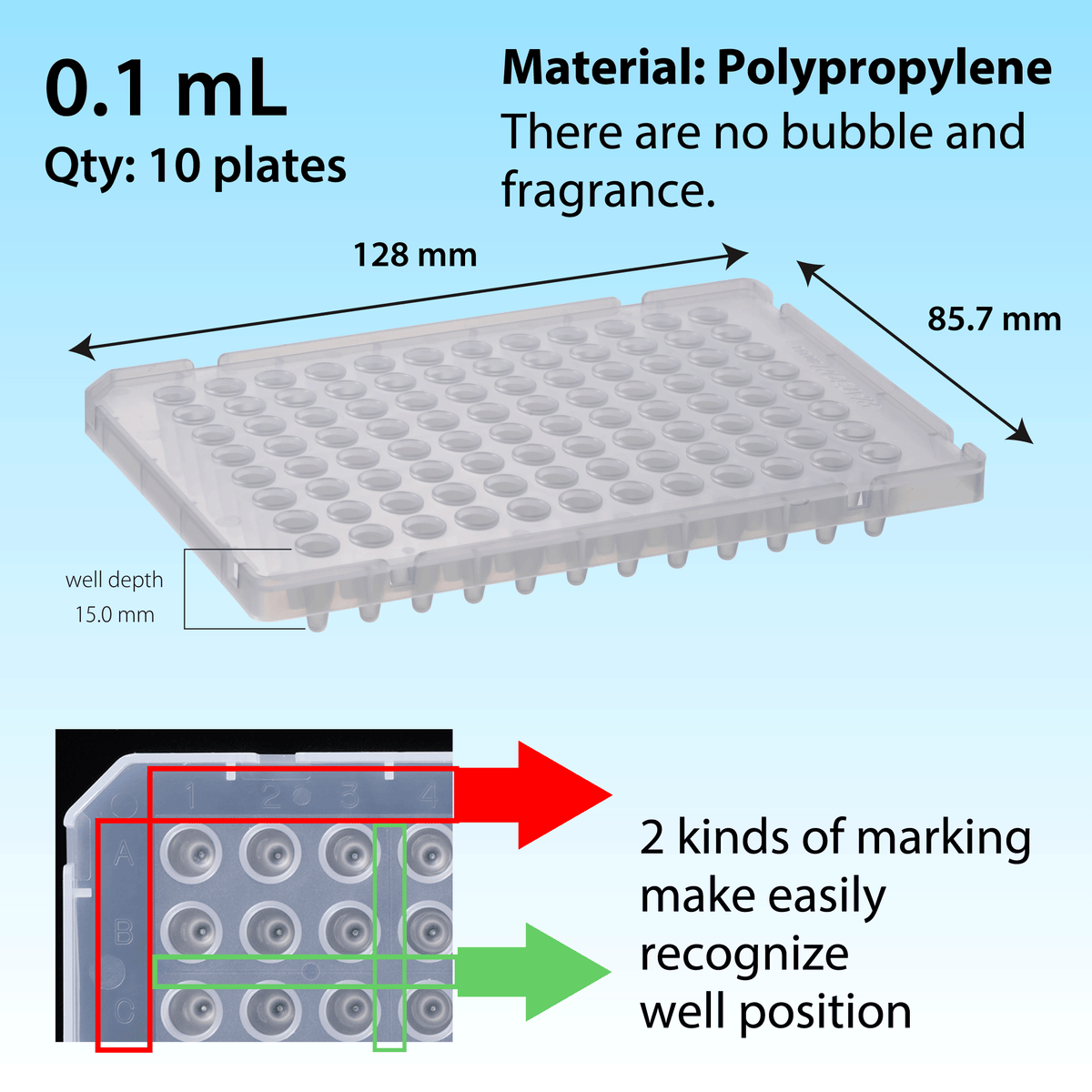 0.1 mL 96-well PCR Plate Half Skirted Natural "137-675C" (10 plates)