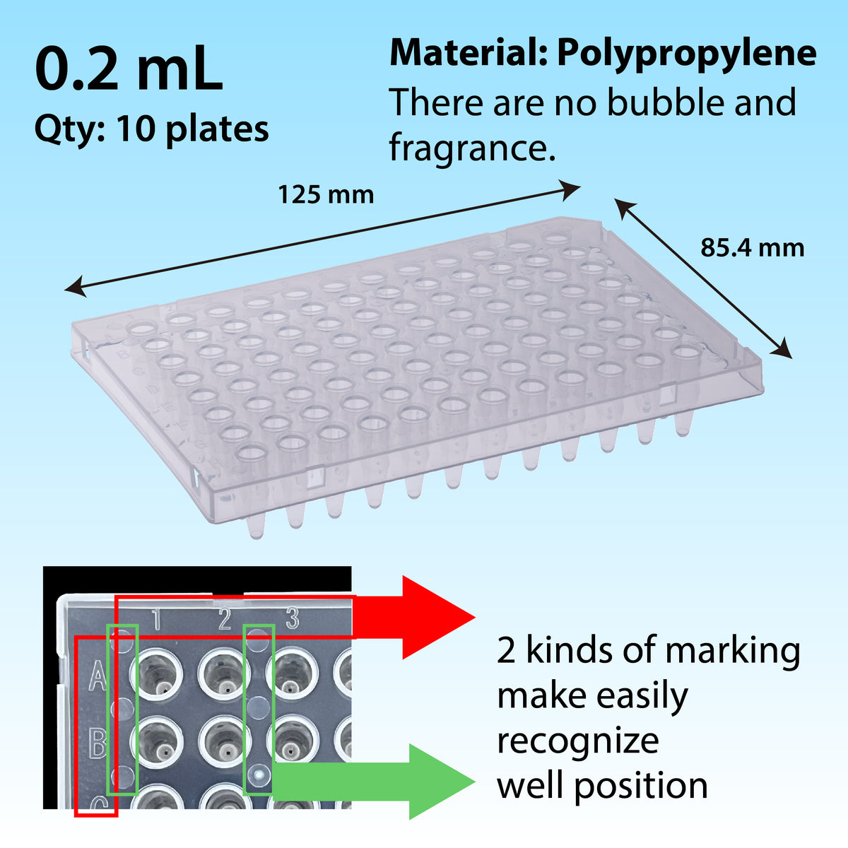 0.2 mL, 96 well PCR Plate, Half Skirted, Natural "137-175C" (10 plates)