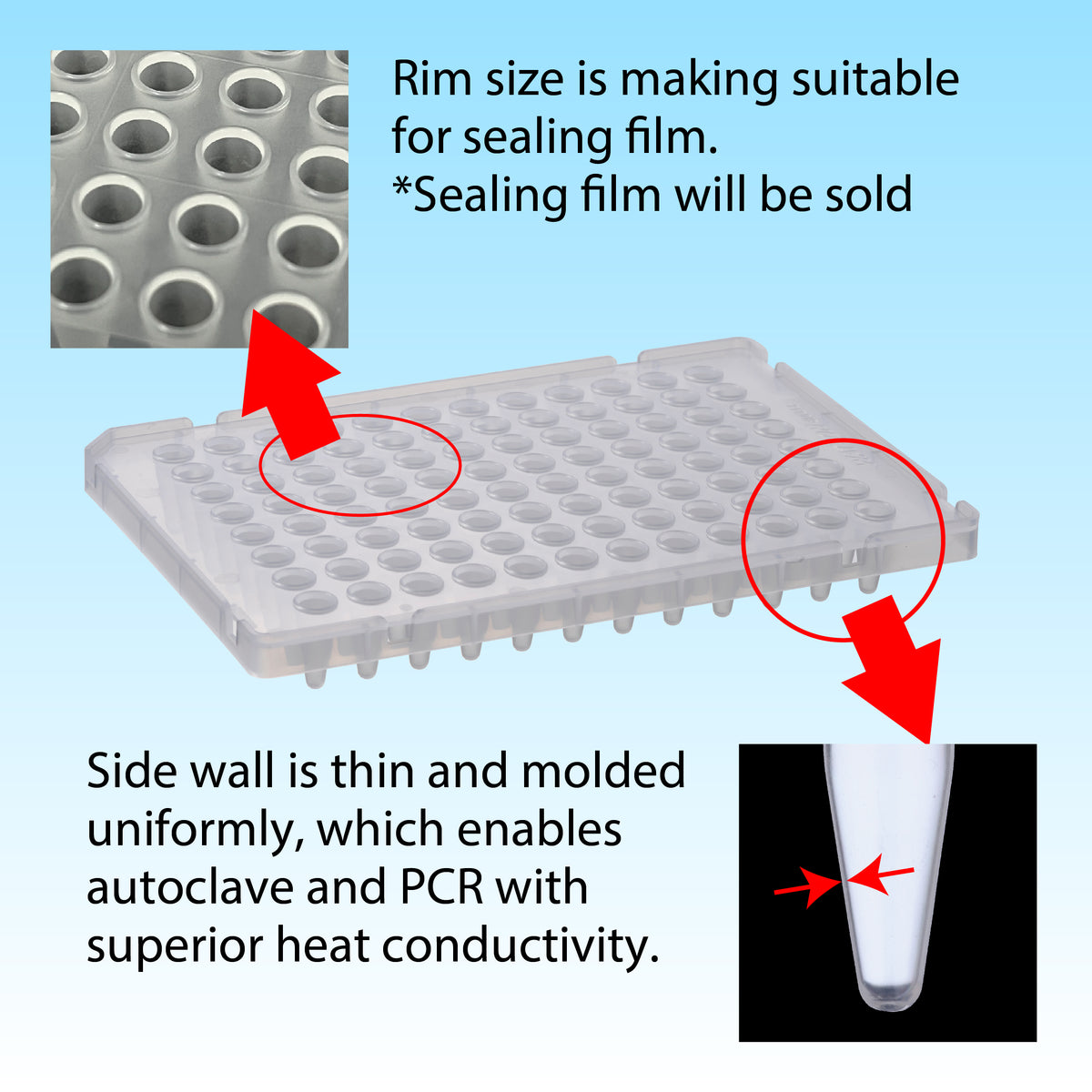 0.1 mL 96-well PCR Plate Half Skirted Natural "137-675C" (10 plates)