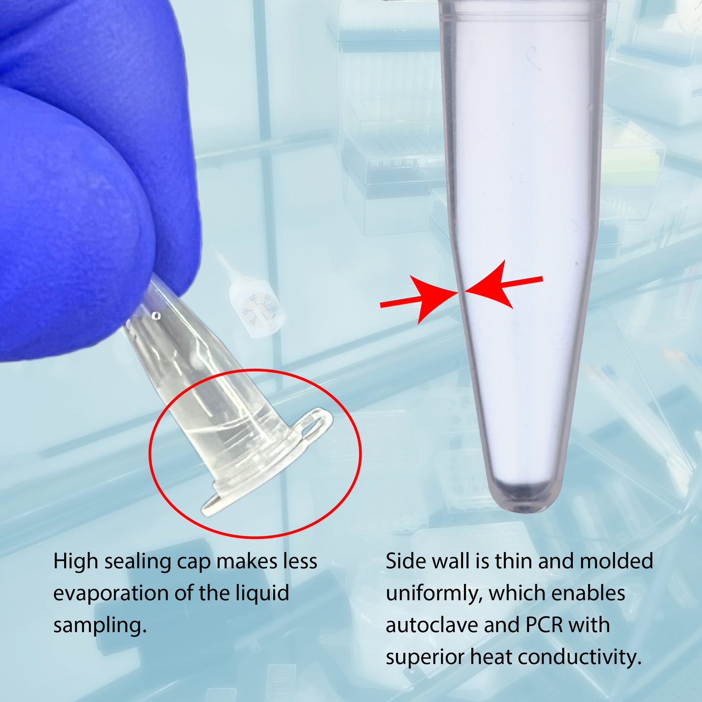 0.2 mL, 8-strip PCR Tube with attached individual Flat Cap, Natural "137-231C" (120 strips)