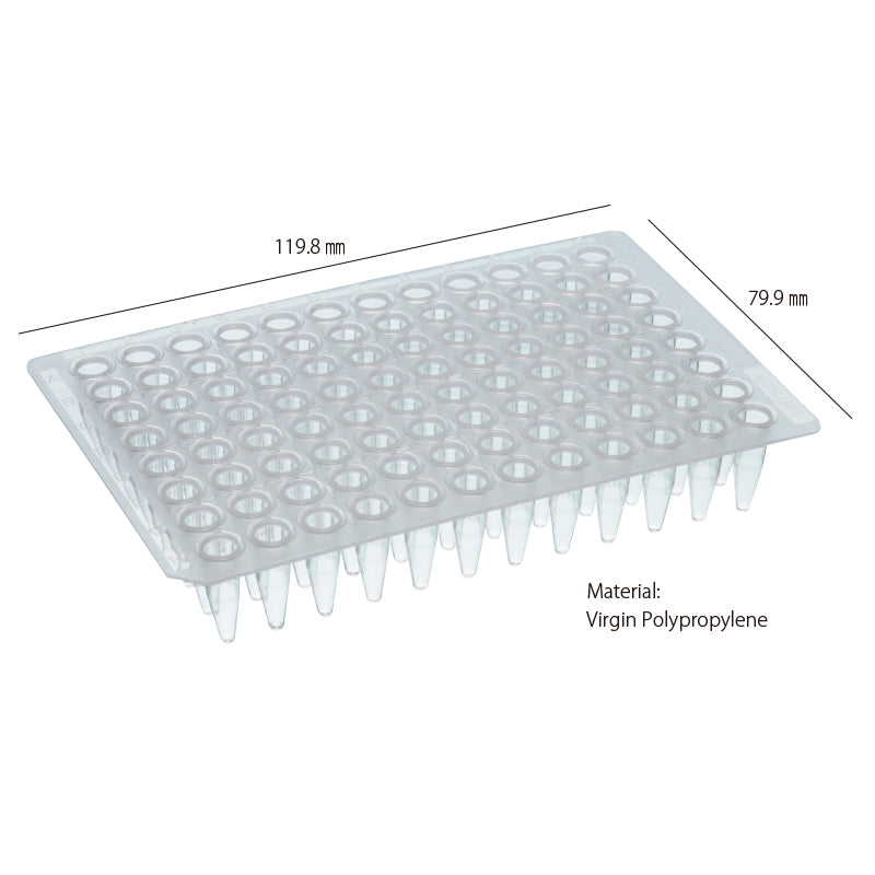 0.2 mL, 96 well PCR Plate, Non Skirted, Natural "137-174C" (5 plates x 10 packs)