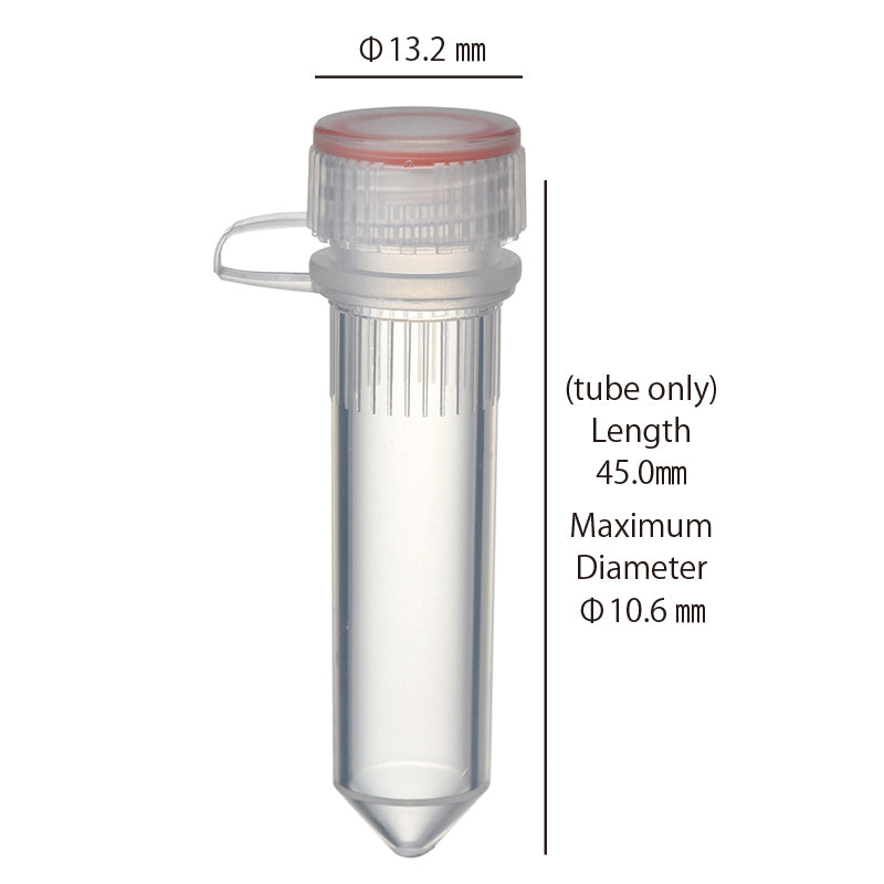 2.0 mL, Screwcap Tube, Conical Bottom, attached O-ring Loop Cap "1392-200-LP-C" (500 tubes)