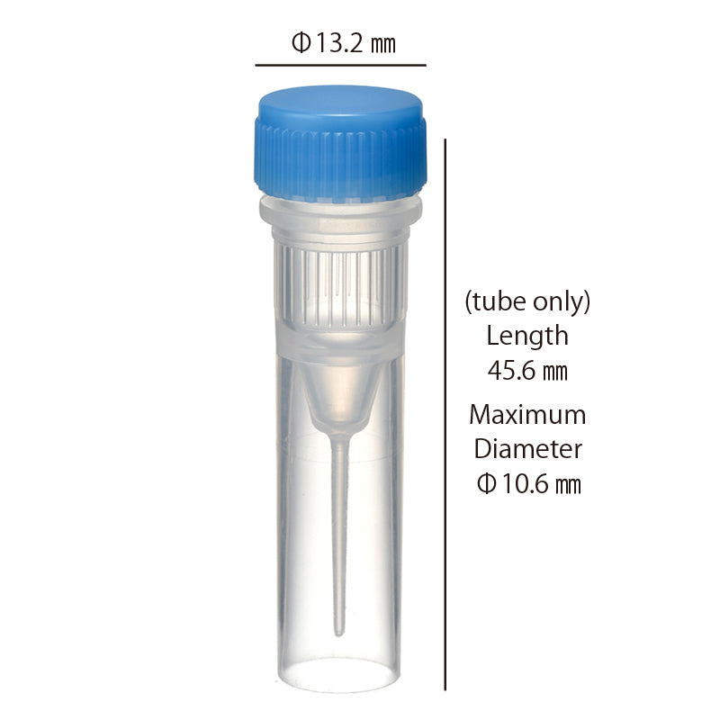0.5 mL, O-ring less Screwcap Tube, Self-standing, attached Blue Cap, Sterilized "1394-050-SS-BS" (20 tubes x 25 bags)