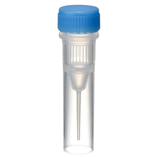 0.5 mL, O-ring less Screwcap Tube, Self-standing, attached Blue Cap, Sterilized "1394-050-SS-BS" (20 tubes x 25 bags)