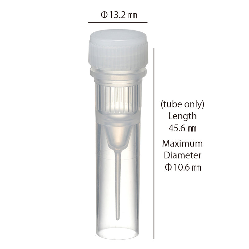 0.5 mL, O-ring less Screwcap Tube, Self-standing, attached Natural Cap, Sterilized "1394-050-SS-CS" (20 tubes x 25 bags)