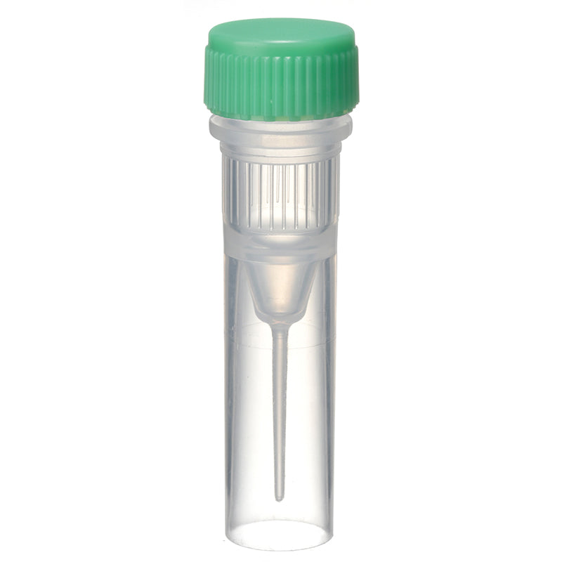 0.5 mL, O-ring less Screwcap Tube, Self-standing, attached Green Cap, Sterilized "1394-050-SS-GS" (20 tubes x 25 bags)