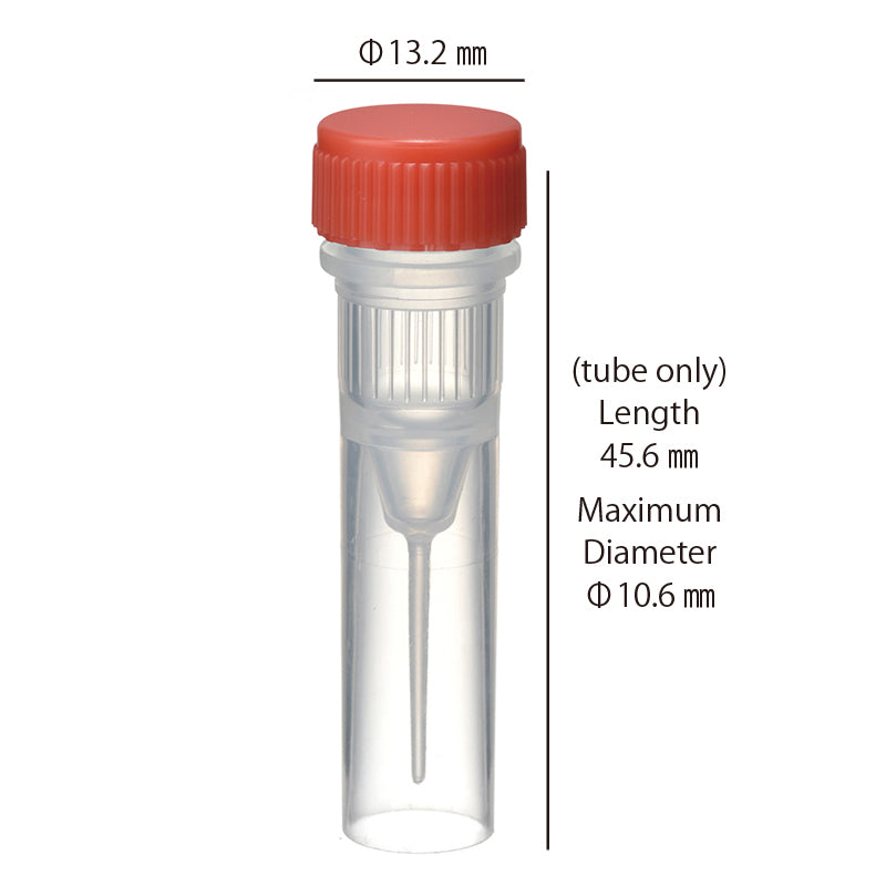 0.5 mL, O-ring less Screwcap Tube, Self-standing, attached Red Cap, Sterilized "1394-050-SS-RS" (20 tubes x 25 bags)