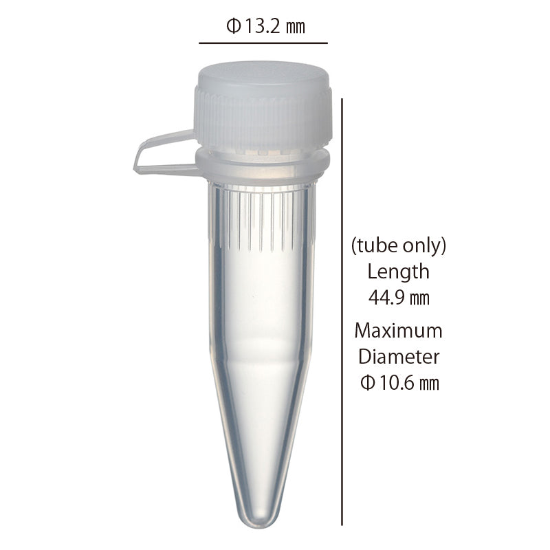 1.5 mL, O-ring less Screwcap Tube, Conical Bottom, attached Loop Cap, Sterilized "1394-150-LP-CS" (20 tubes x 25 bags)
