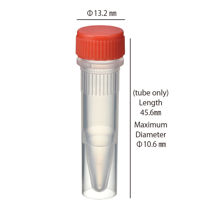 1.5 mL, O-ring less Screwcap Tube, Self-standing, attached Red Cap, Sterilized "1394-150-SS-RS" (20 tubes x 25 bags)
