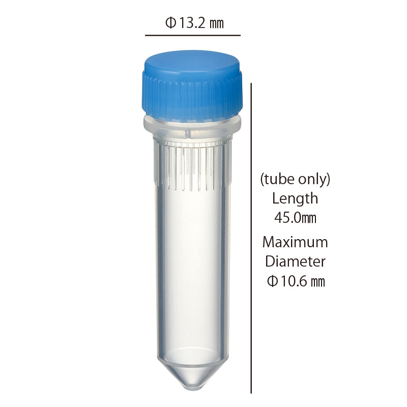 2.0 mL, O-ring less Screwcap Tube, Conical Bottom, attached Blue Cap, Sterilized "1394-200-BS" (20 tubes x 25 bags)
