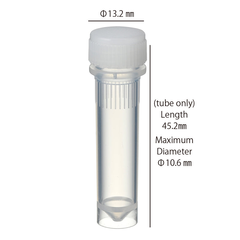 2.0 mL, O-ring less Screwcap Tube, Self-standing, attached Natural Cap, Sterilized "1394-200-SS-CS" (20 tubes x 25 bags)